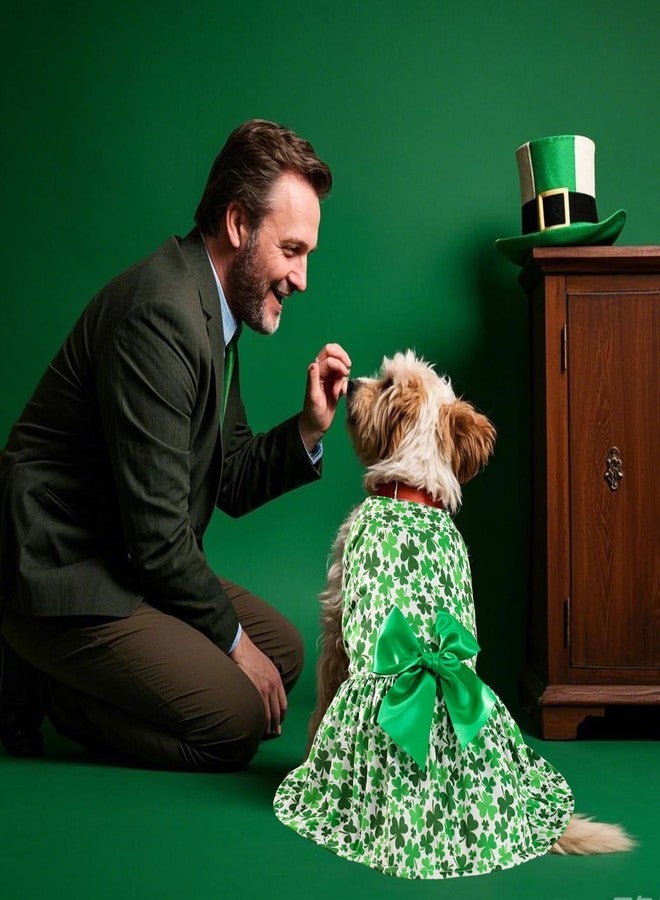 Habbiful Dog St Patricks Day Outfit, Puppy Dog St.Patrick's Day Clothes Shamrock Dog Skirt Green Dog Dress Spring Summer Pet Doggie Apparel for Dogs Cats Gifts, M - Image 3